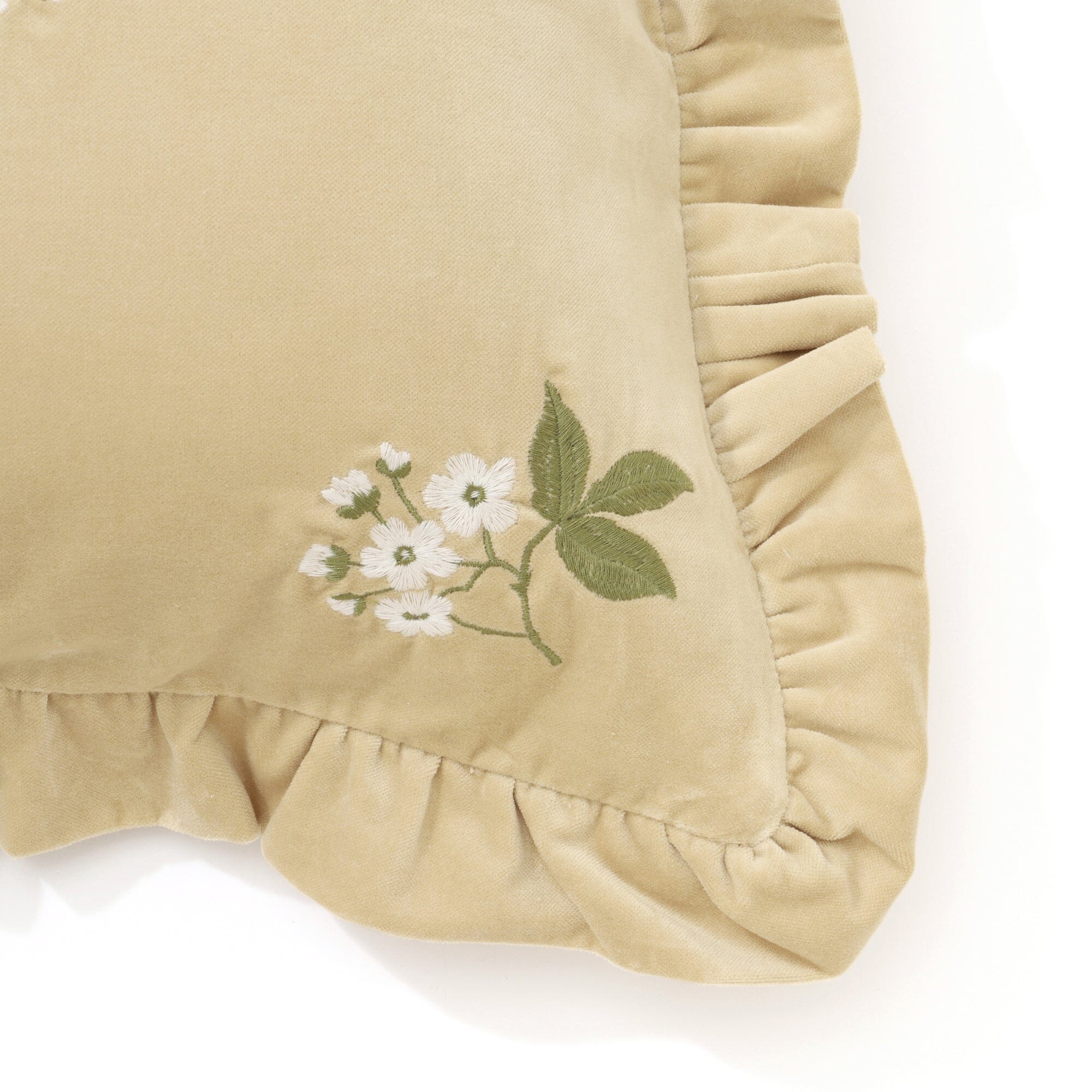 Emb Flower Frill Cushion Cover 450 X 450 Beige