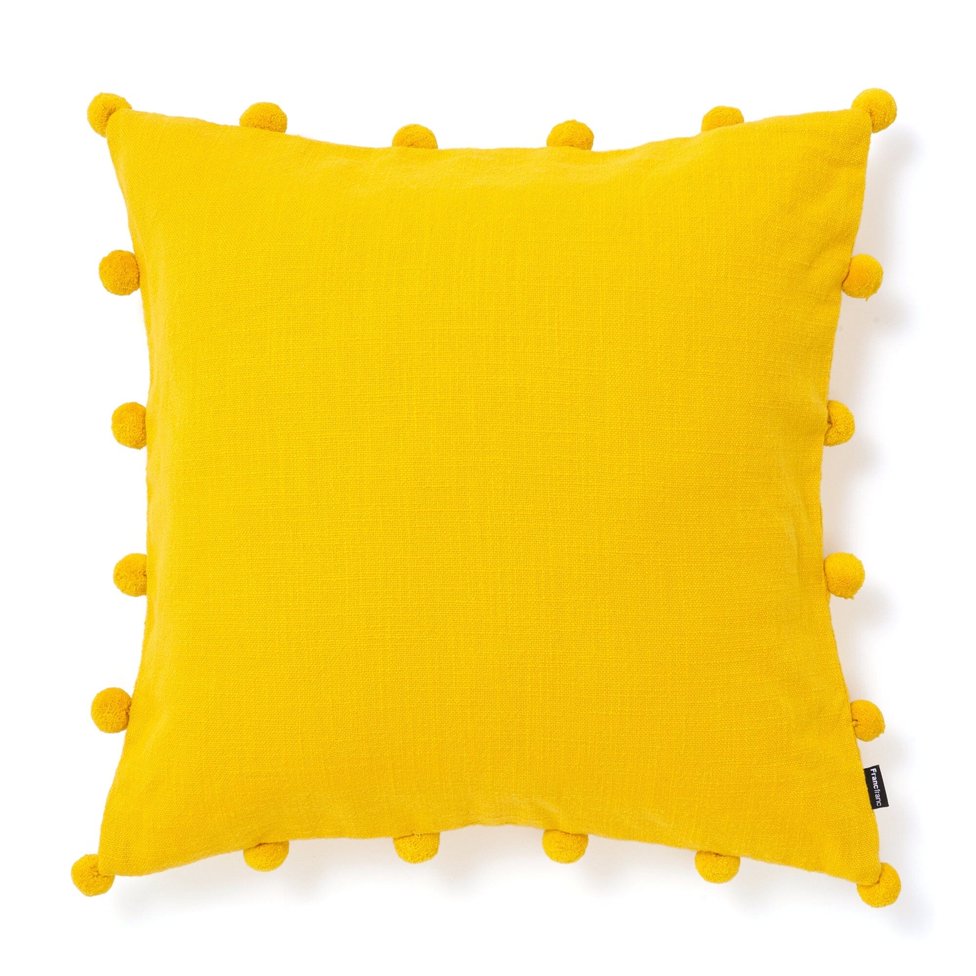 Pom Pom Edge Cushion Cover 450 X 450 Yellow