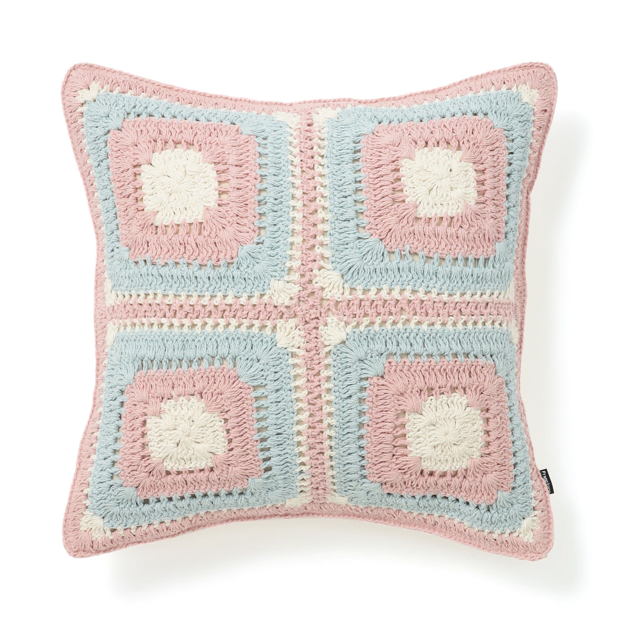 Square Crochet Cushion Cover 450 X 450  Pink X Light Blue