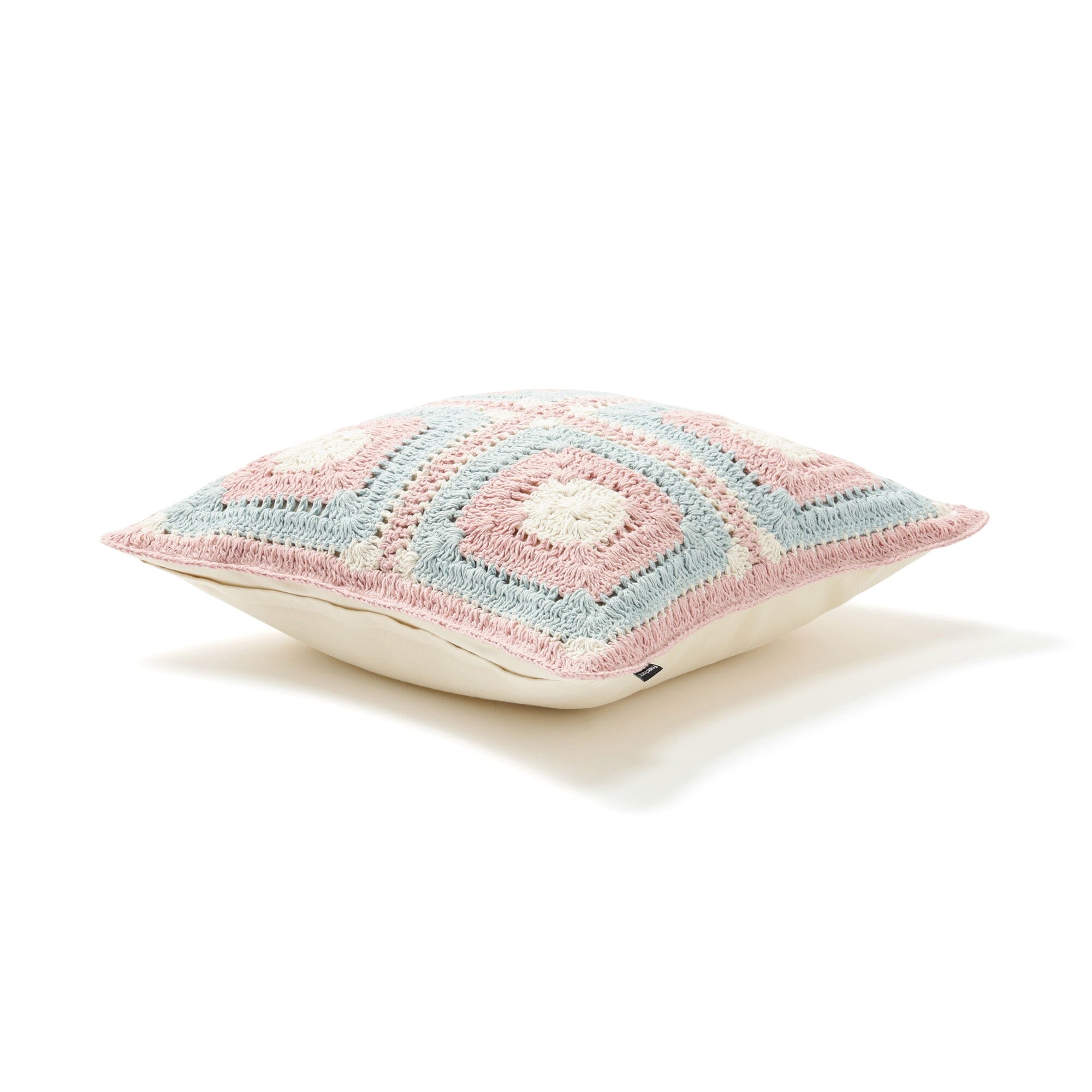Square Crochet Cushion Cover 450 X 450  Pink X Light Blue