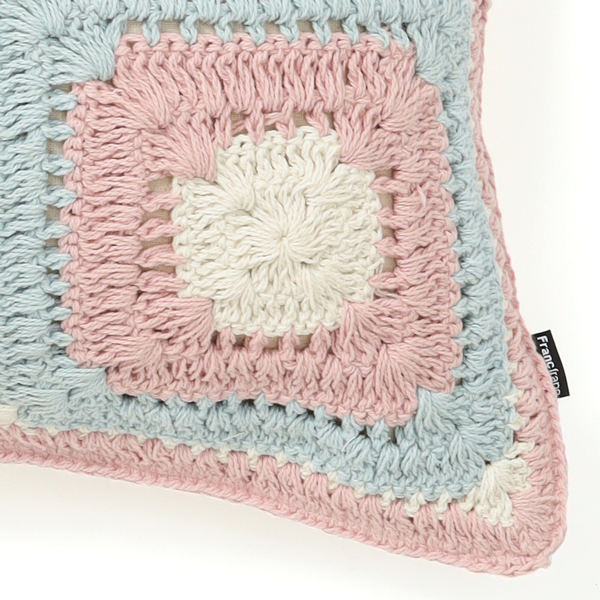 Square Crochet Cushion Cover 450 X 450  Pink X Light Blue