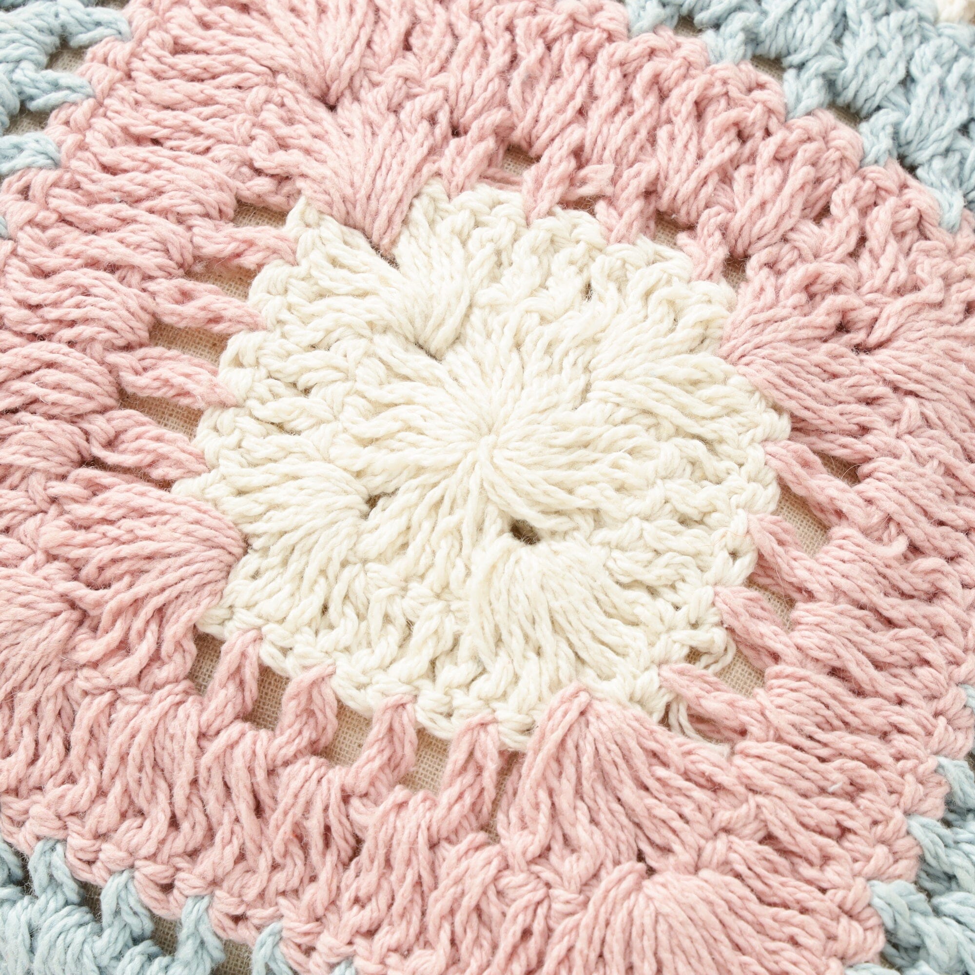 Square Crochet Cushion Cover 450 X 450  Pink X Light Blue
