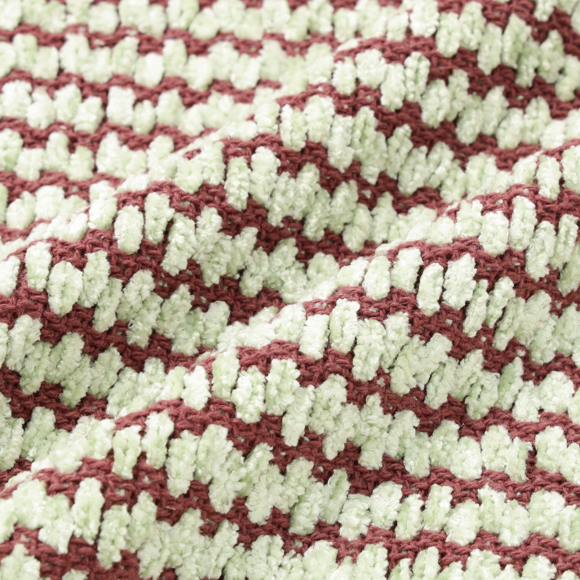 Chenille Line Cushion Cover 450 X 450 Light Green X Brown