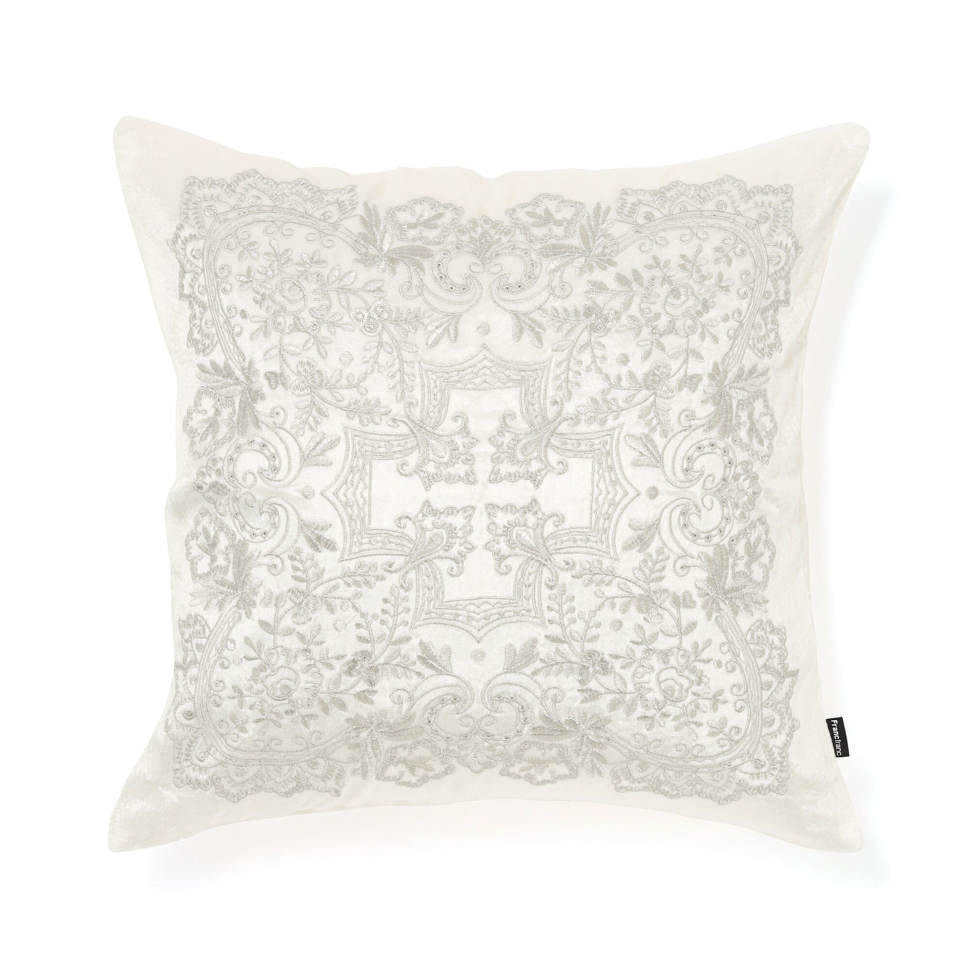 Emb Ornament Cushion Cover 450 X 450  White
