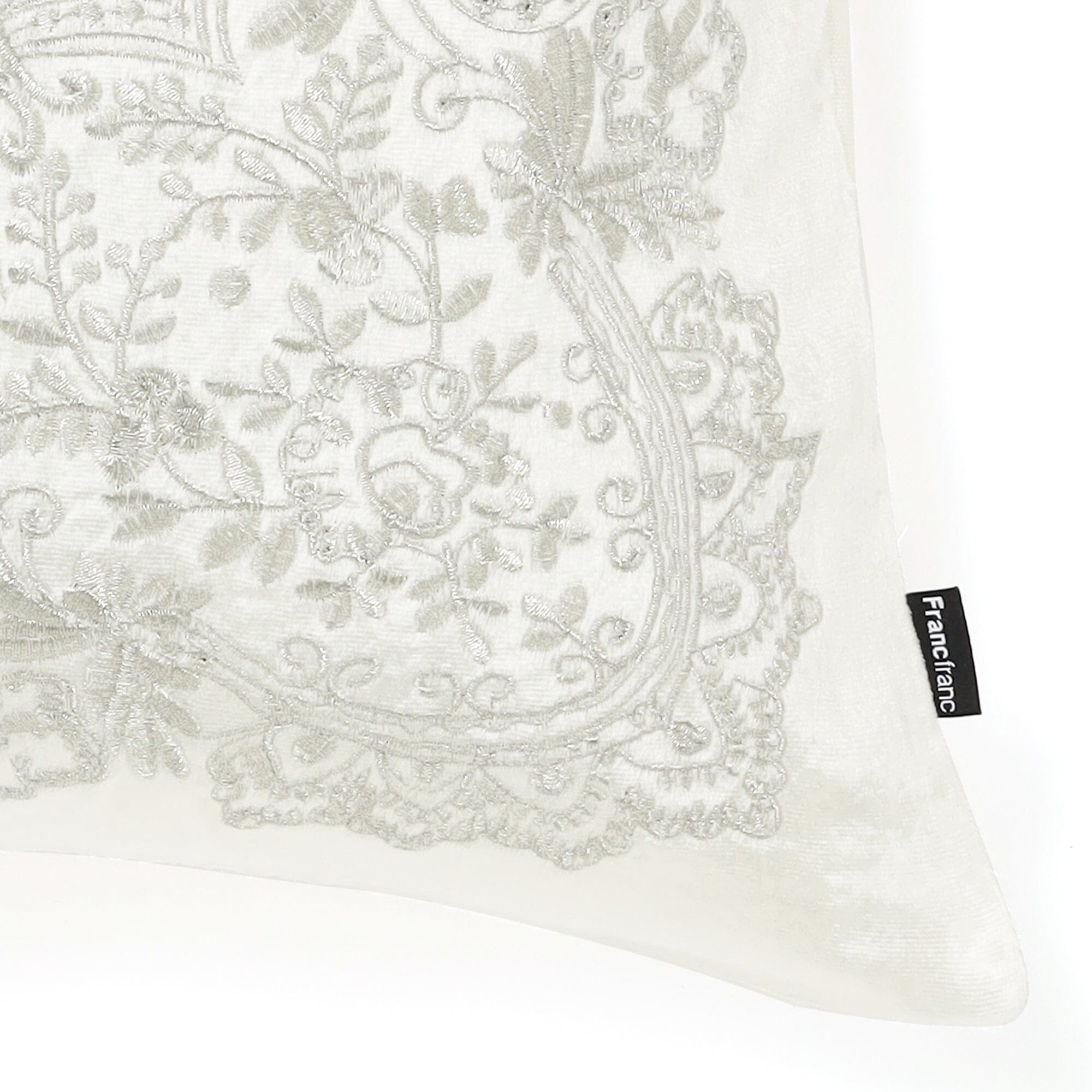 Emb Ornament Cushion Cover 450 X 450  White