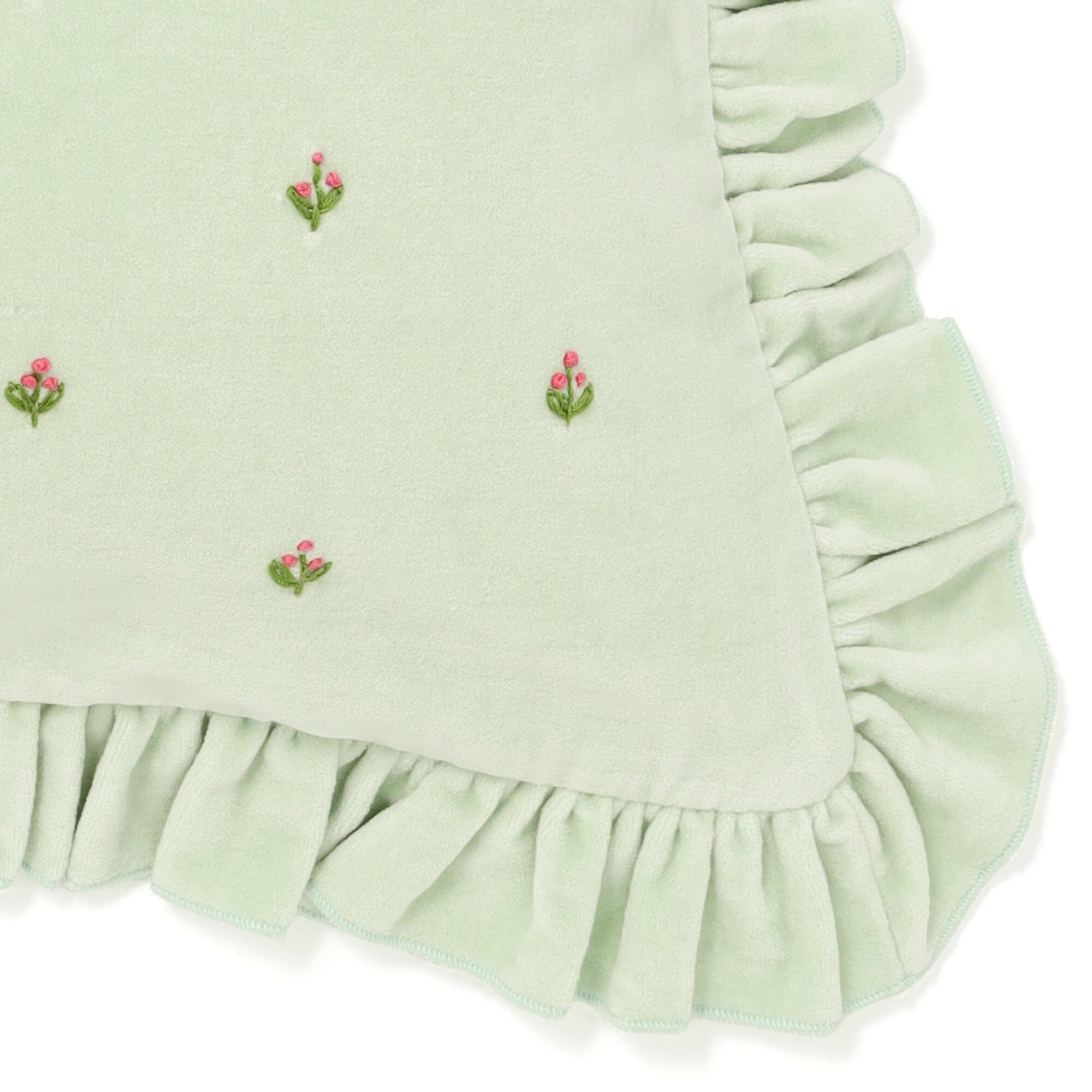 Emb Flower Frill Cushion Cover 450 X 450  Light Green