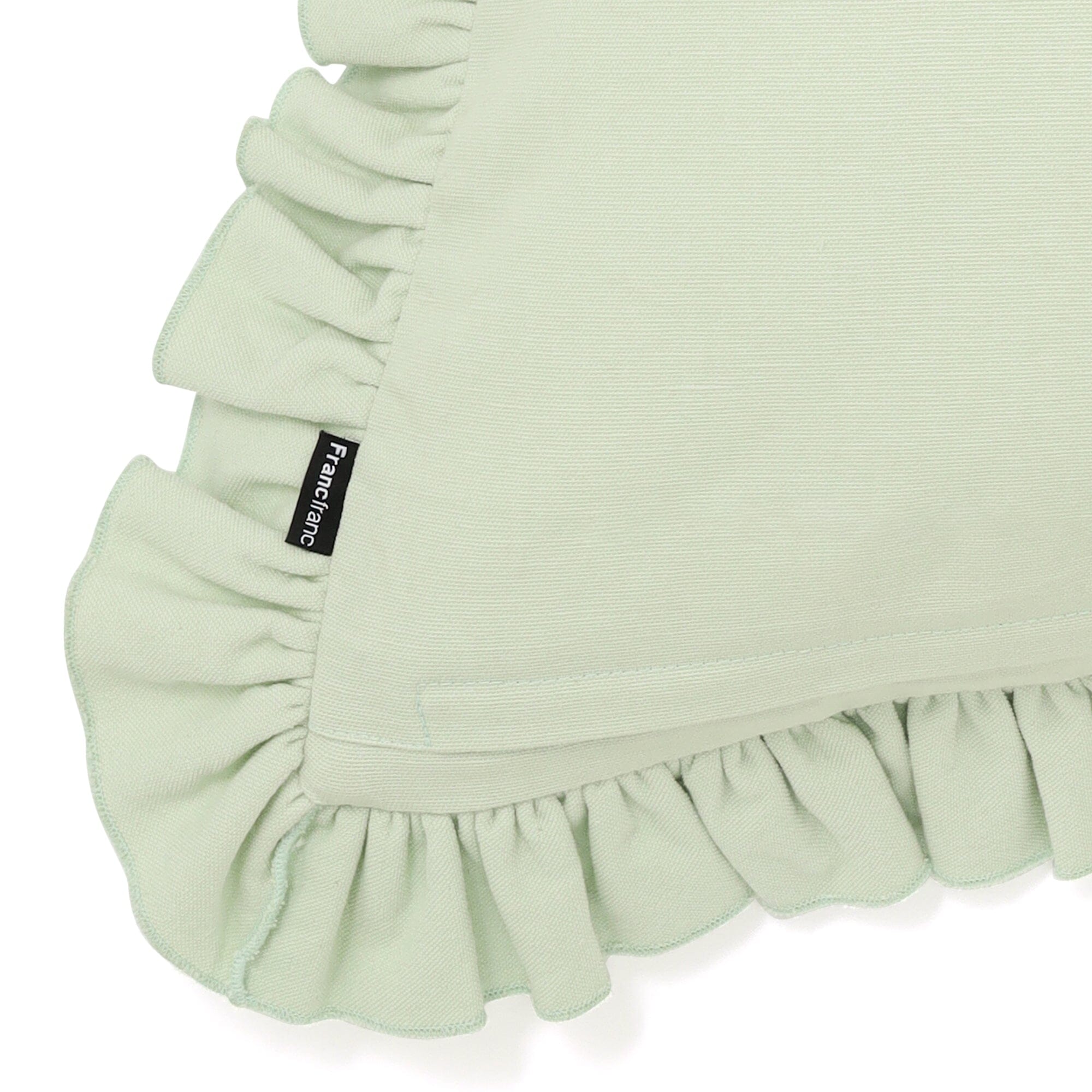 Emb Flower Frill Cushion Cover 450 X 450  Light Green