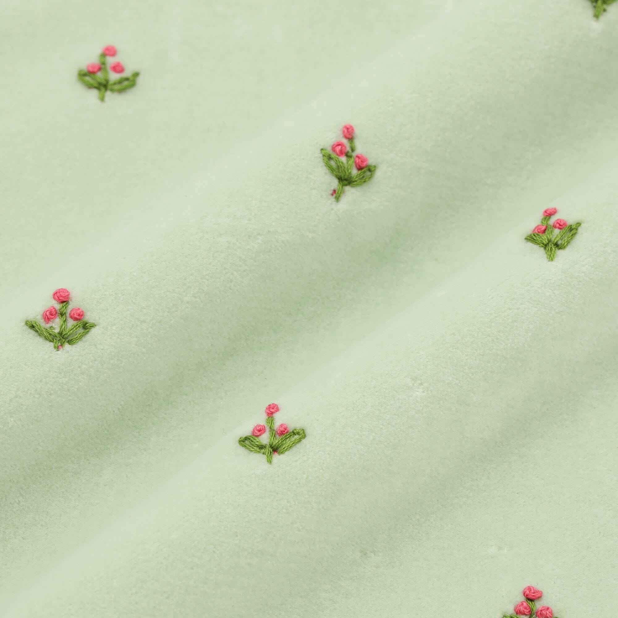 Emb Flower Frill Cushion Cover 450 X 450  Light Green