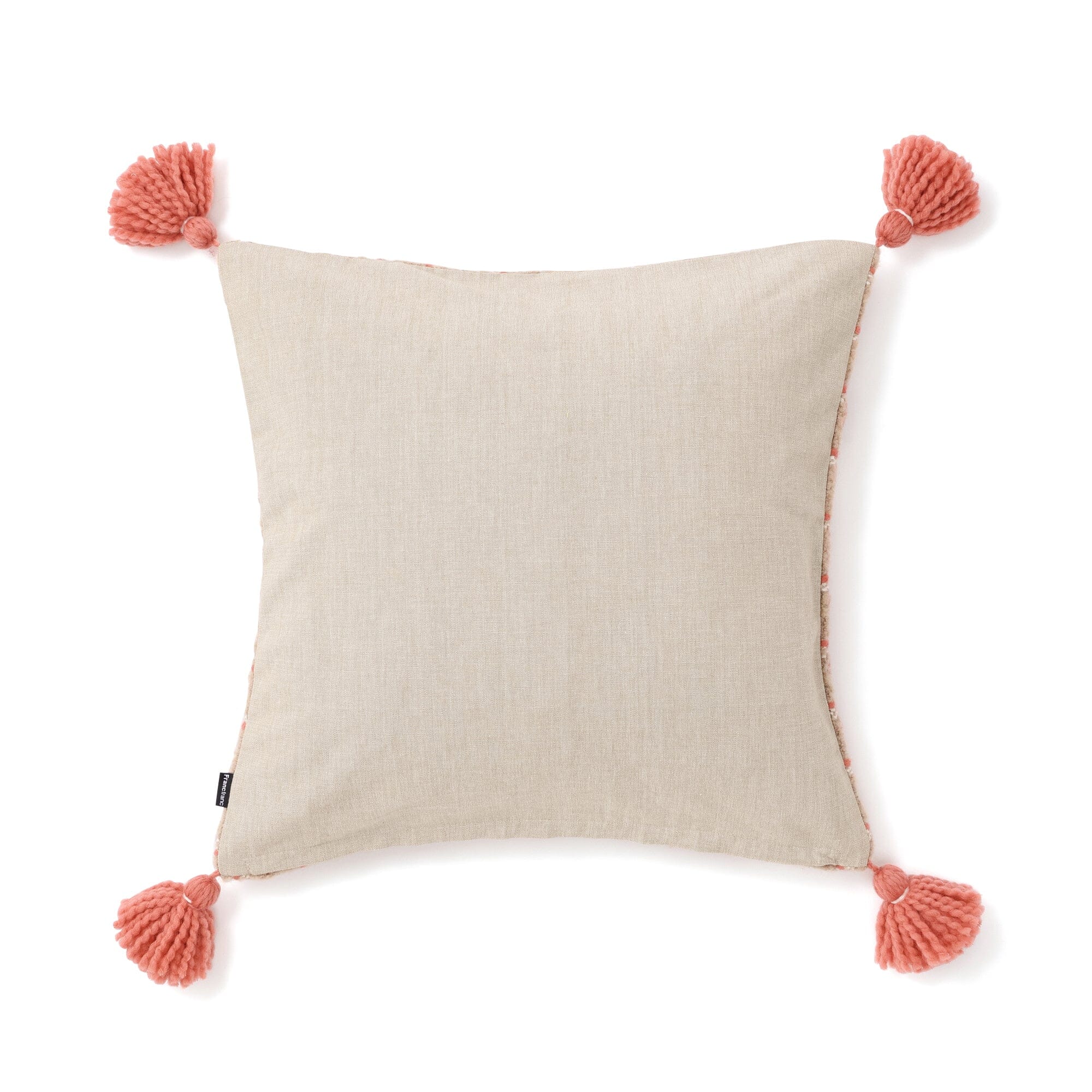 Tassel Check Cushion Cover 450 X 450  Beige X Pink