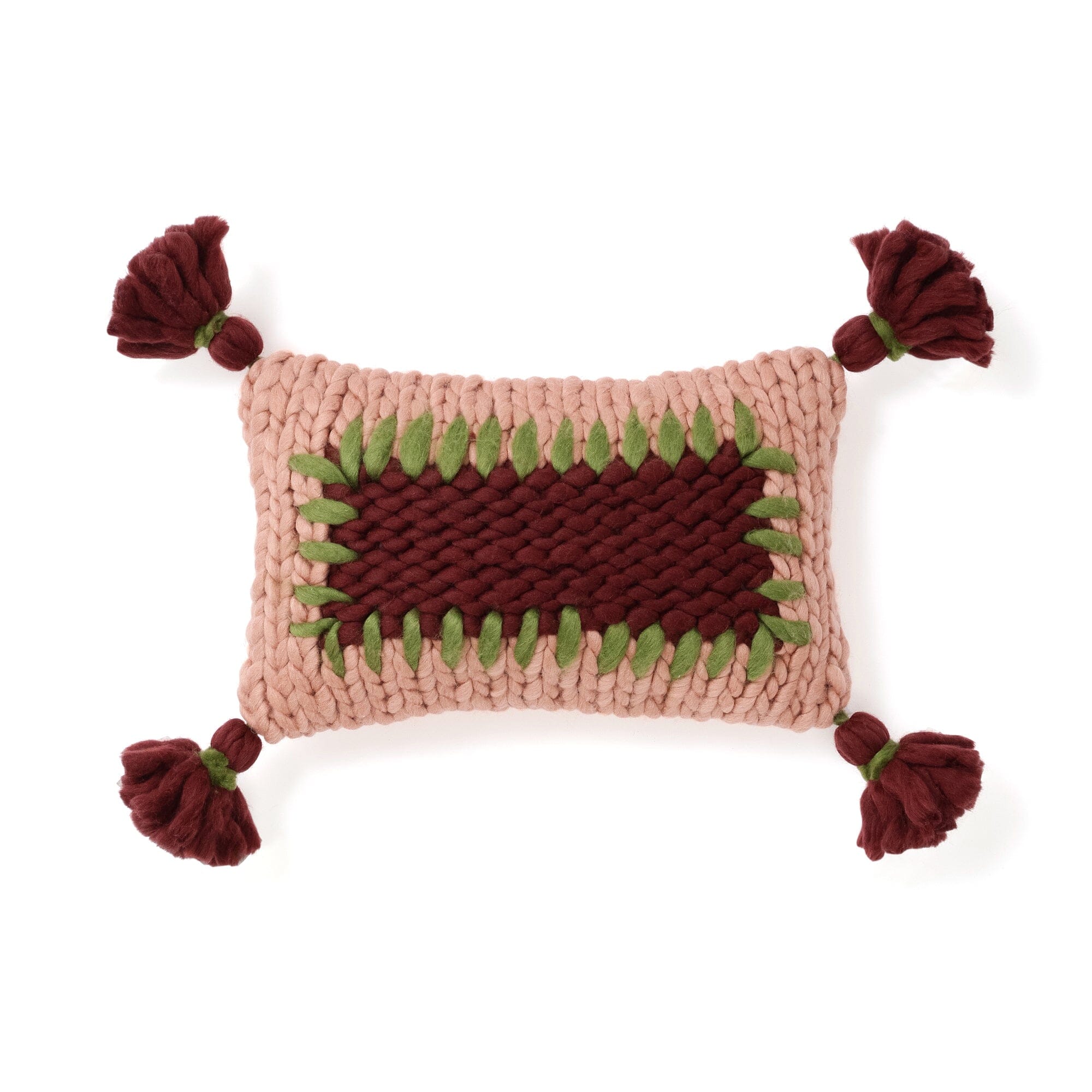 Chunky Knit Cushion Cover 450 X 250  Pink X Dark Red