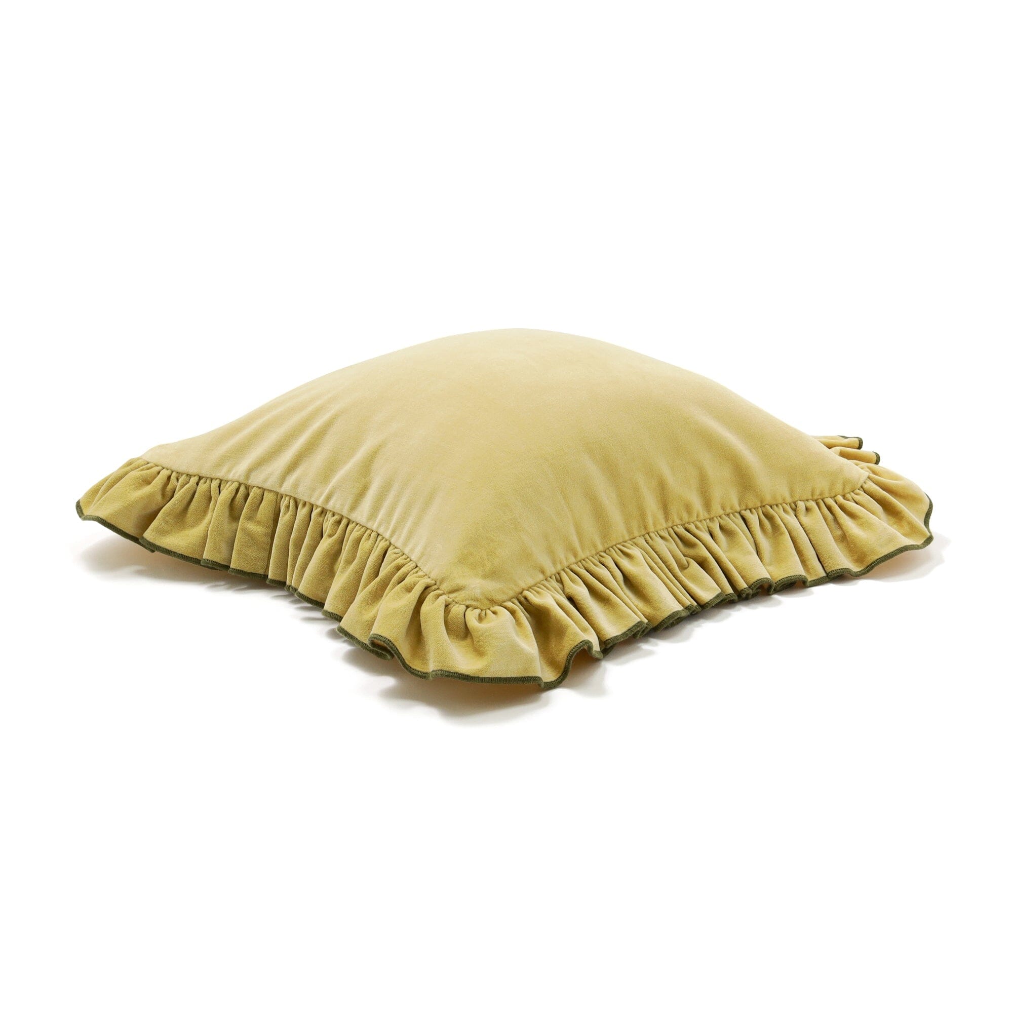 Velvet Frill Cushion Cover 450 X 450  Yellow