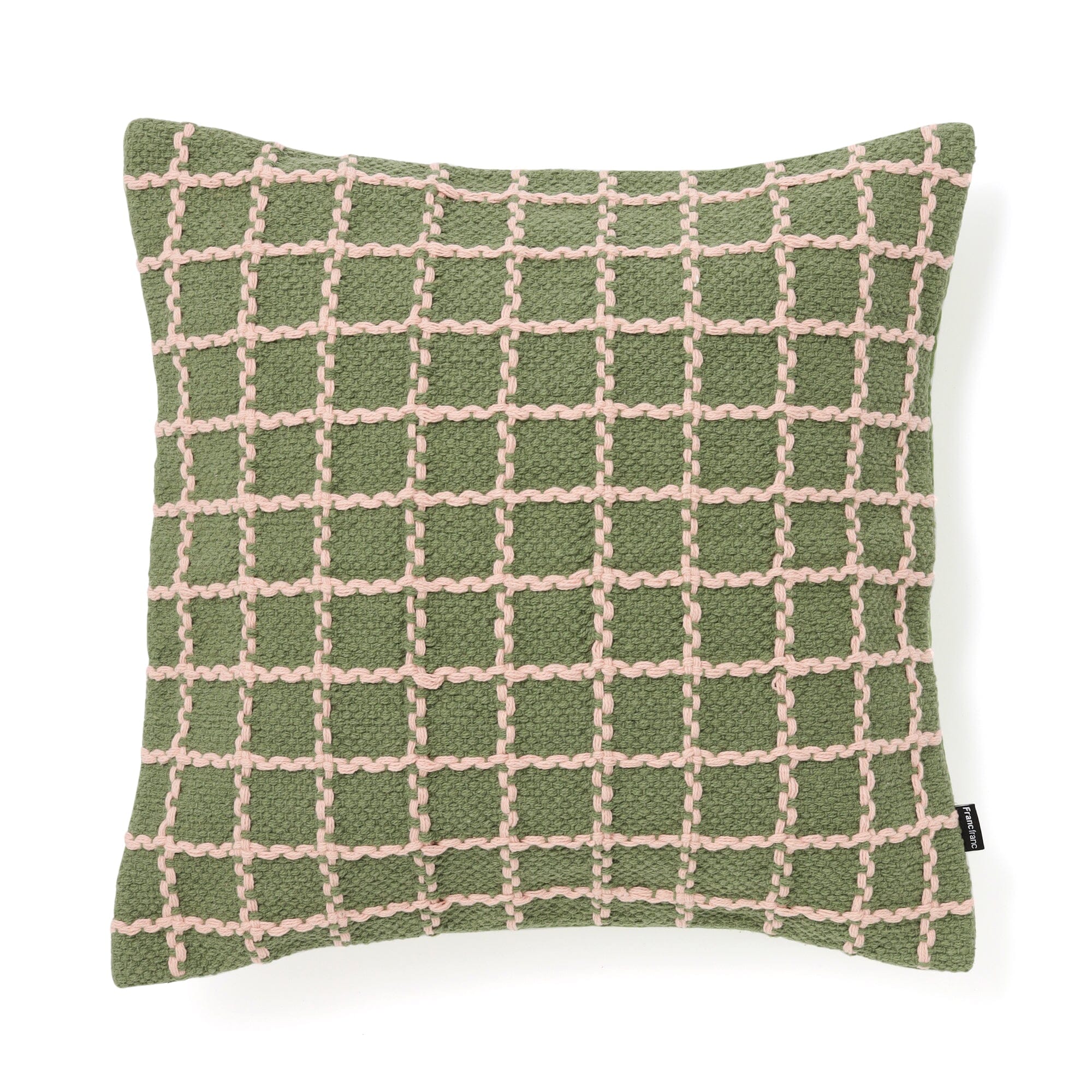 Weave Windowpane Cushion Cover 450 X 450 Green X Pink