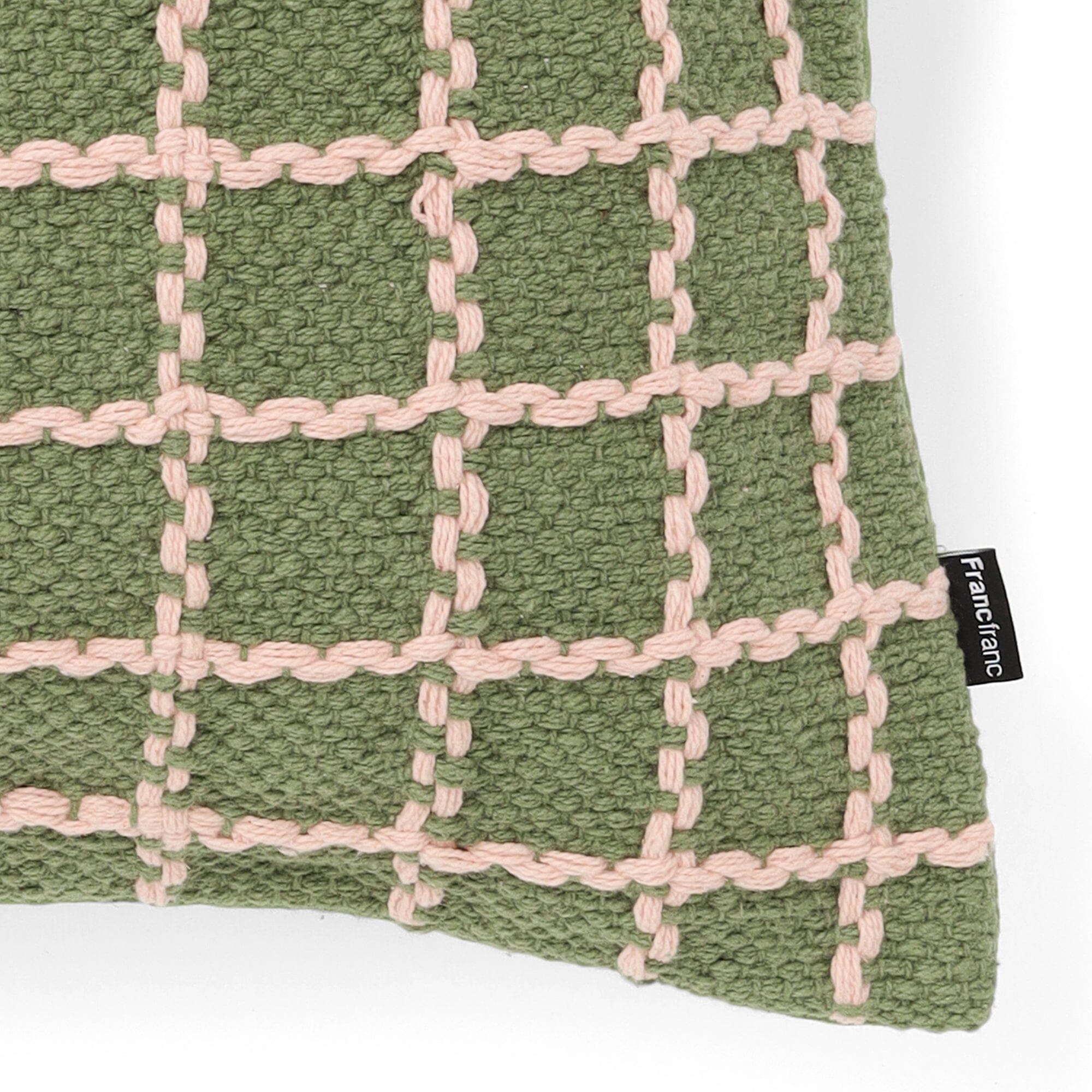 Weave Windowpane Cushion Cover 450 X 450 Green X Pink