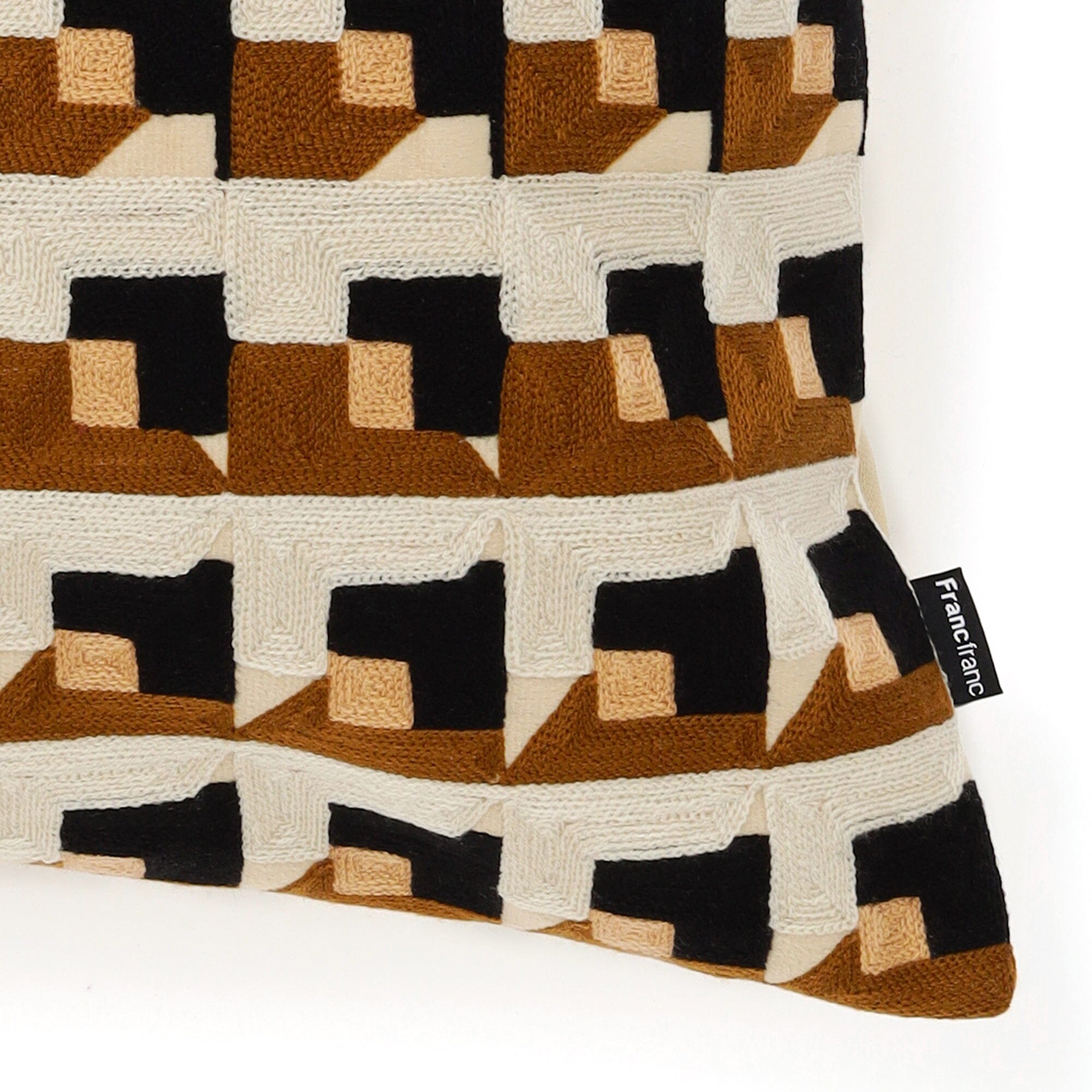 Emb Geometric Cushion Cover 450 X 450  Beige