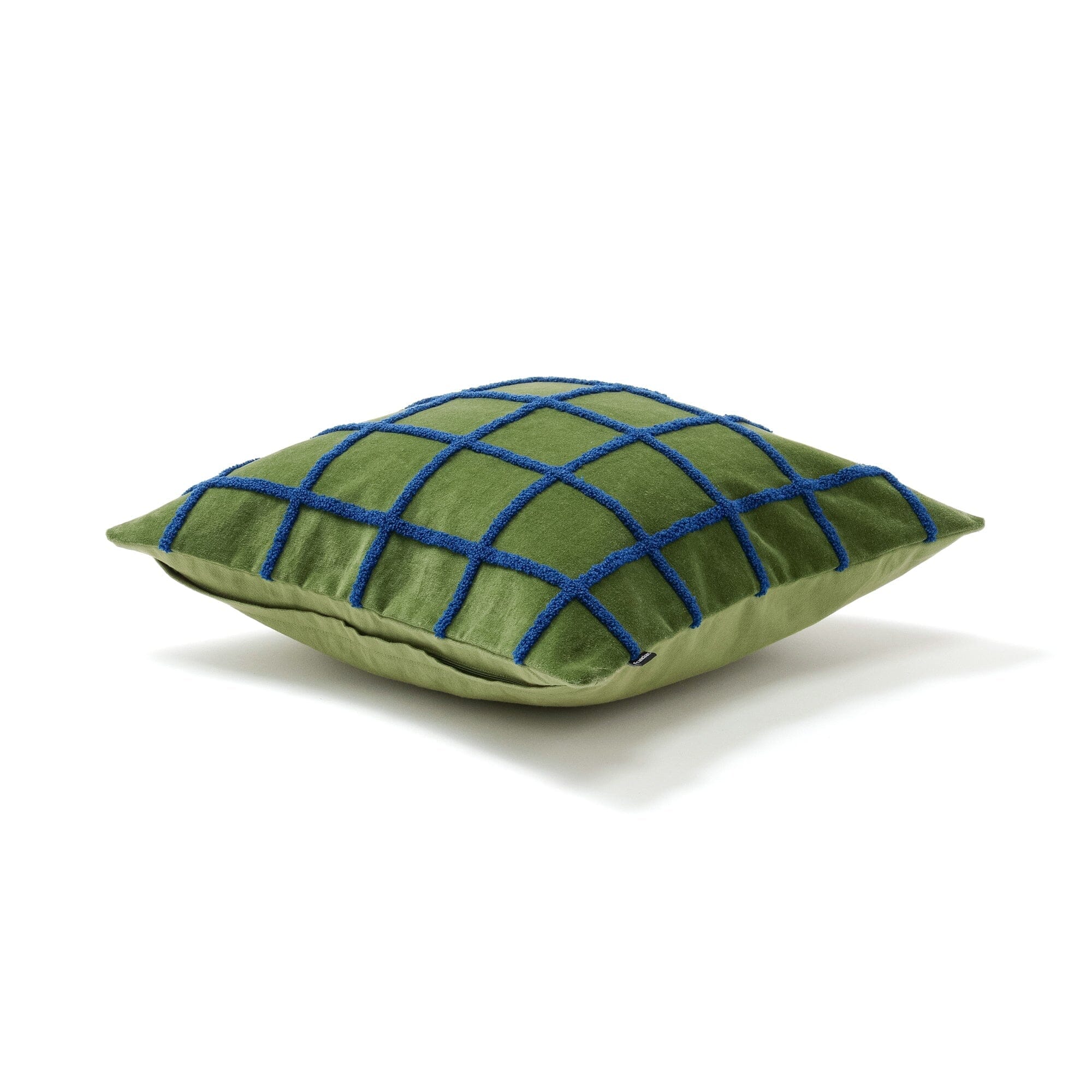 Velvet Windowpane Cushion Cover 450 X 450 Green