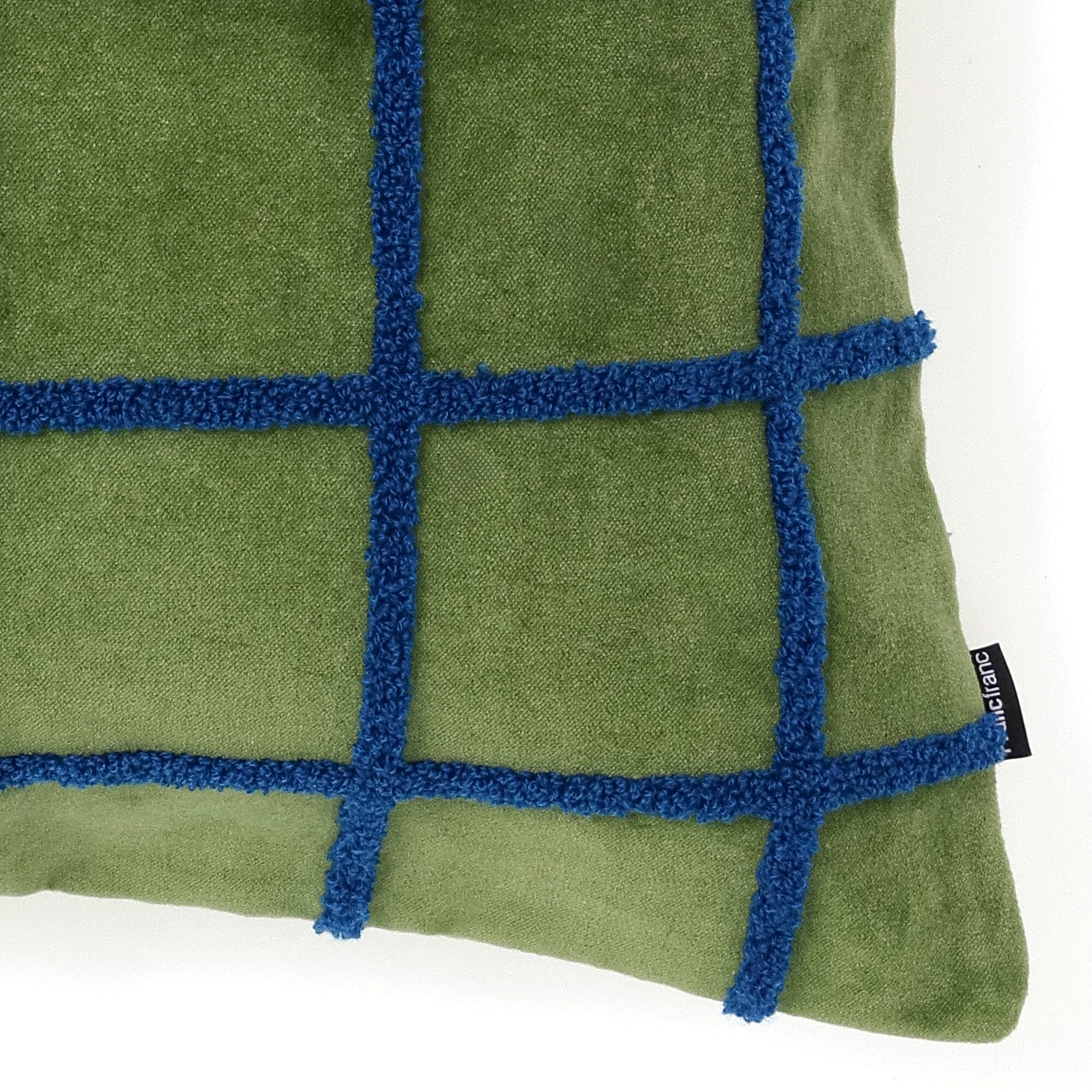 Velvet Windowpane Cushion Cover 450 X 450 Green