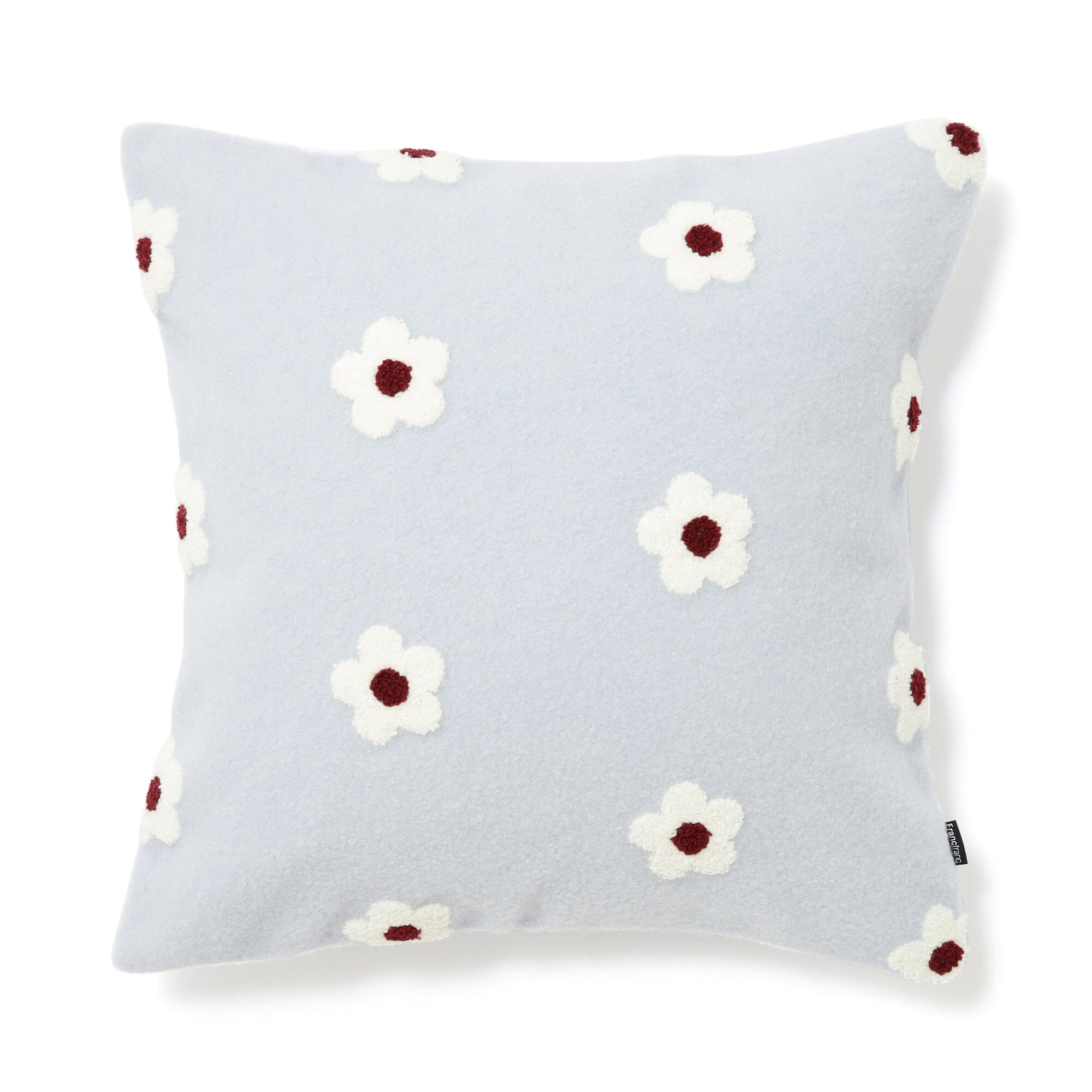 Emb Flower Cushion Cover 450 X 450  Light Blue