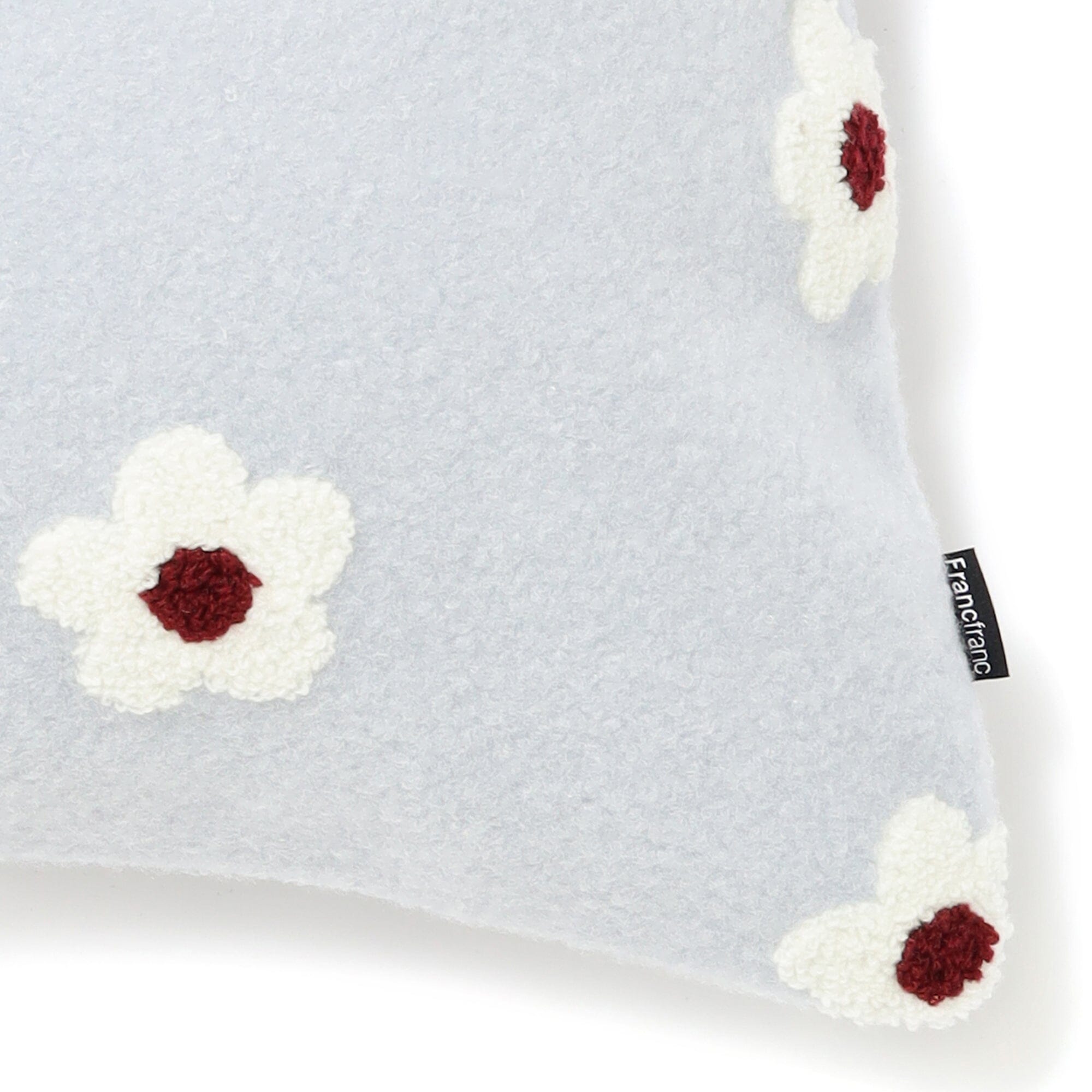 Emb Flower Cushion Cover 450 X 450  Light Blue