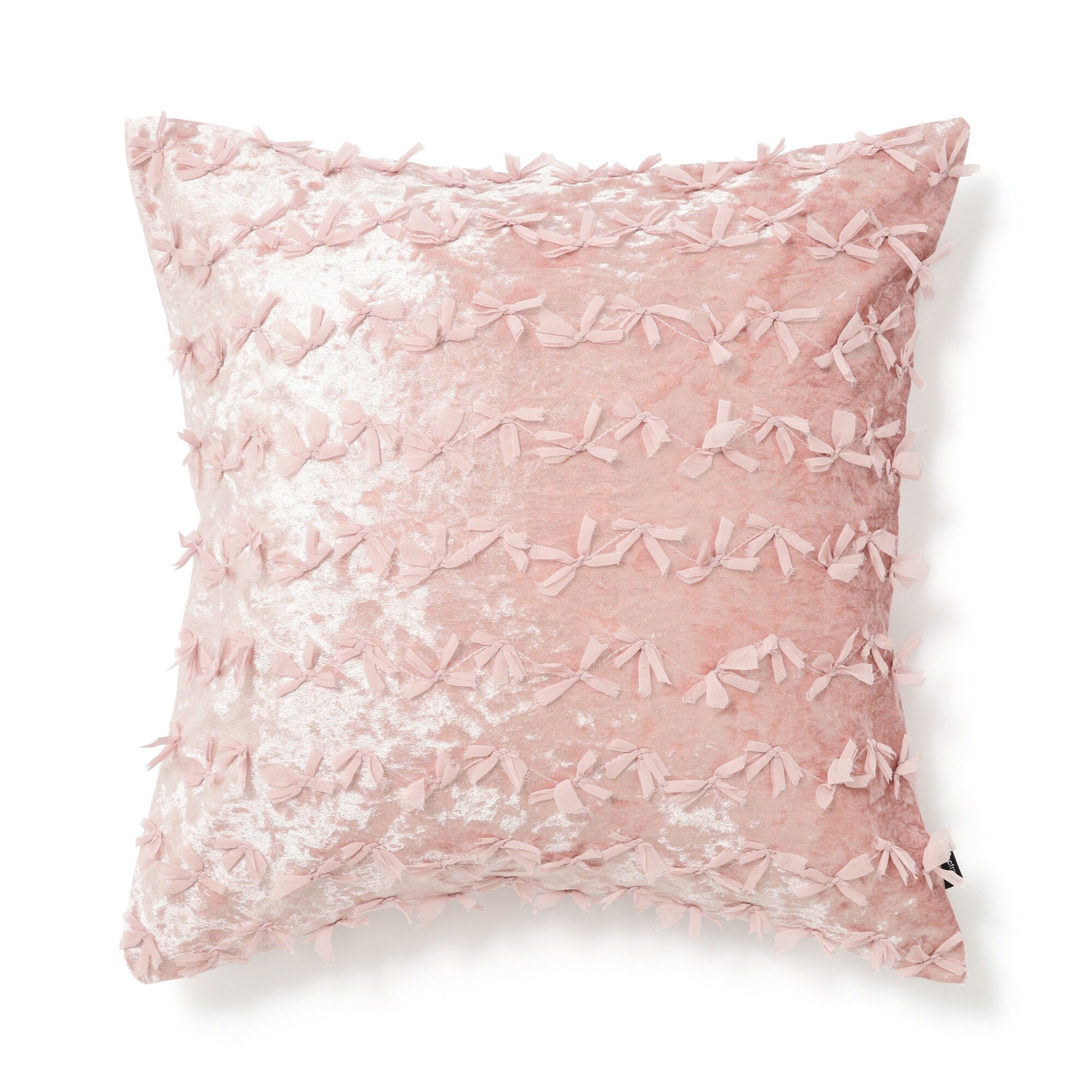 Velvet Ribbon Cushion Cover 450 X 450  Pink