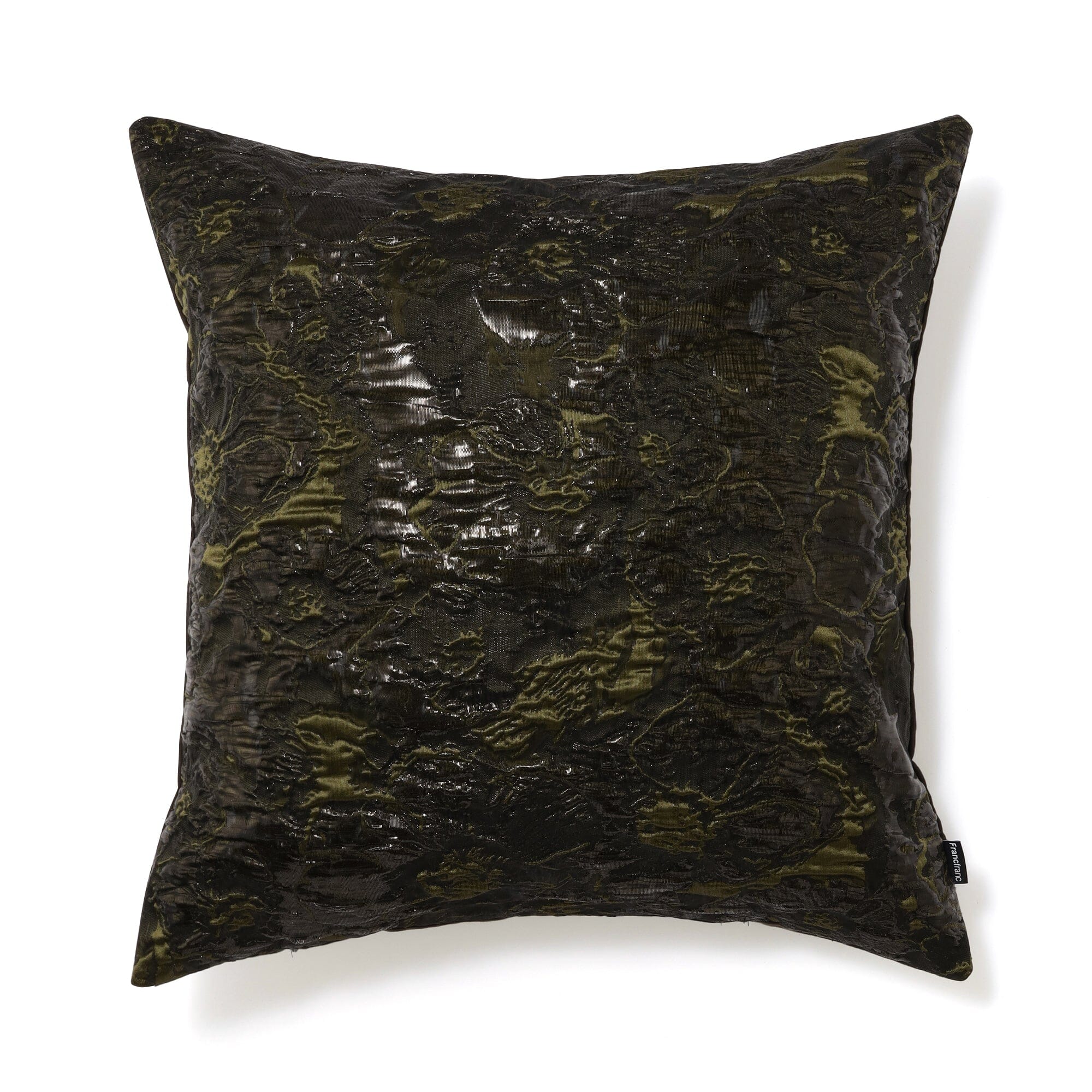 Jq Flower Cushion Cover 450 X 450  Dark Green
