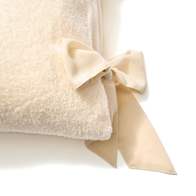 WARMY Furry Ribbon Pillow Case 700 x 500 Ivory