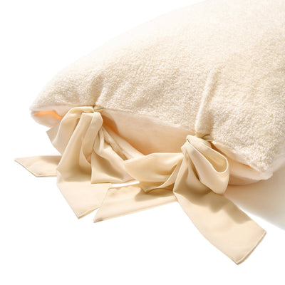 WARMY Furry Ribbon Pillow Case 700 x 500 Ivory