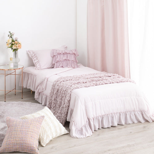 Fuwaro Cooling Pillow Cover  Frill Pink
