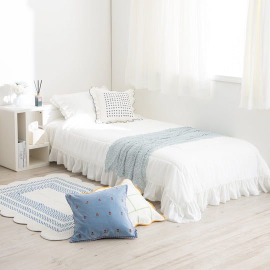 Fuwaro Cooling Pillow Cover  Frill White