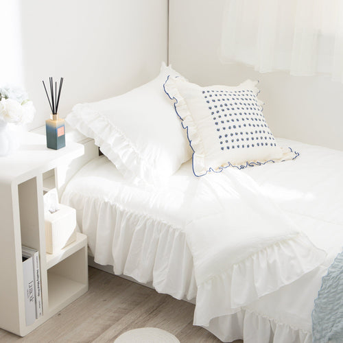 Fuwaro Cooling Pillow Cover  Frill White