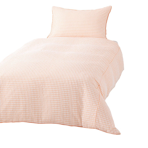 Sheer Check Comforter Single White X Orange