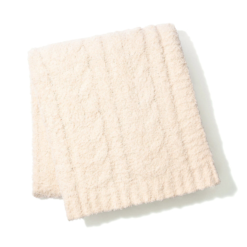 Fluffy cable knit throw (lap blanket) 1700 x 1300 Ivory