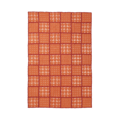秋季花朵鉤針毯（膝毯）1000x1500mm 橙色