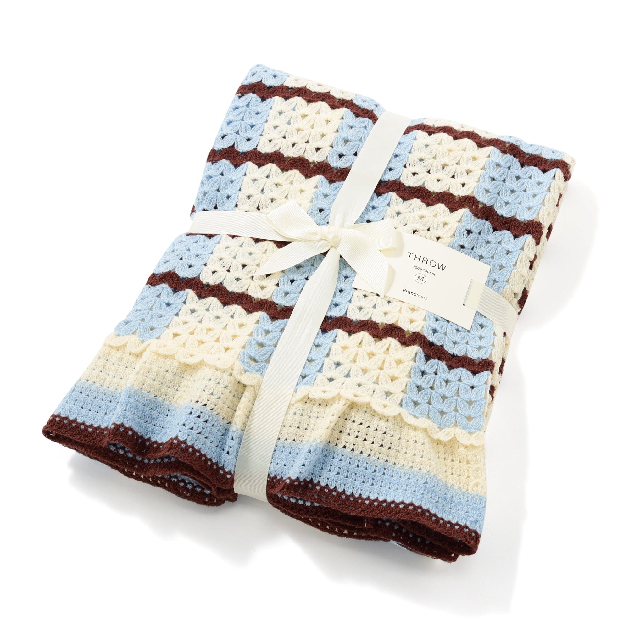 Frill Crochet Throw 1300 X 1000  Blue X Ivory