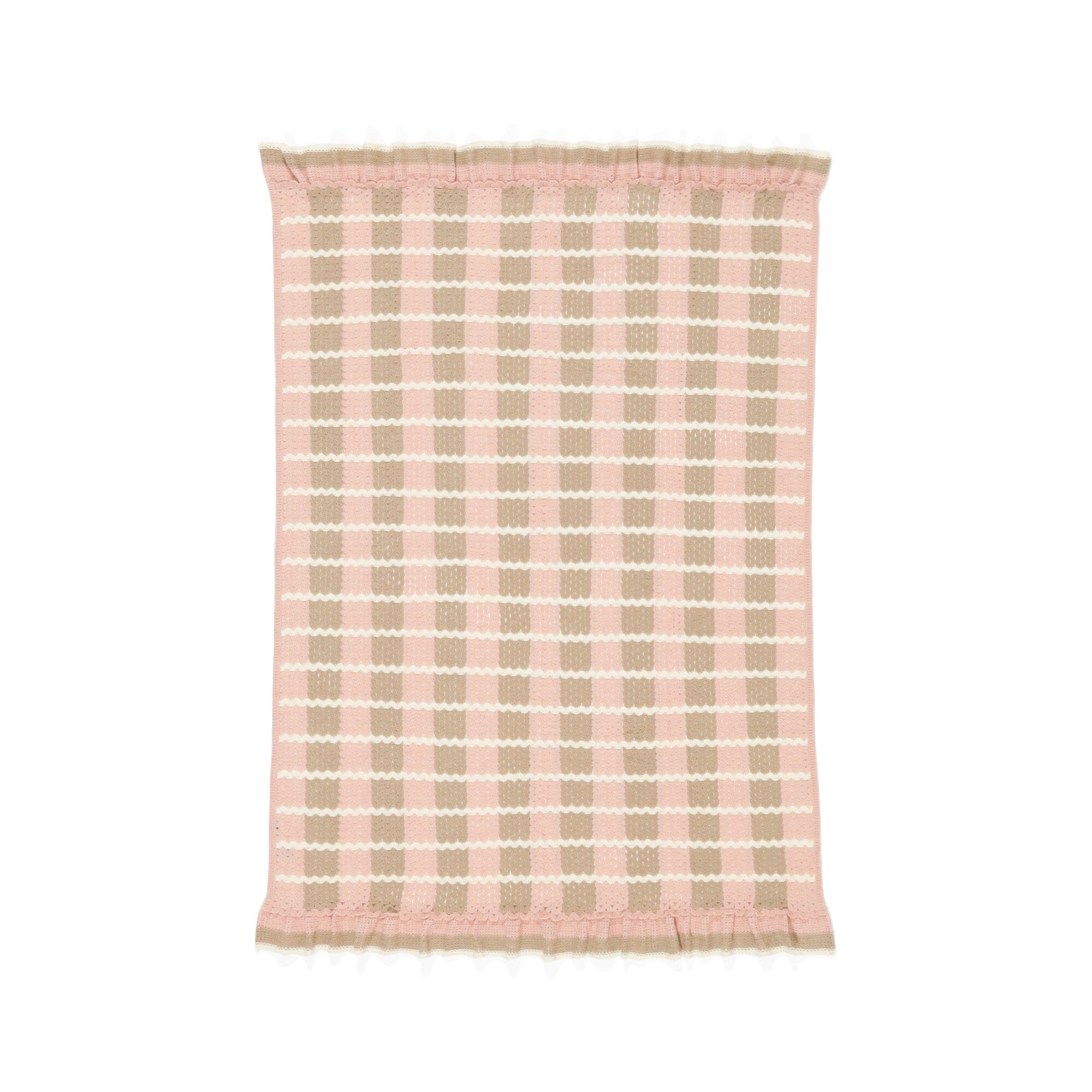 Frill Crochet Throw 1300 X 1000  Pink X Beige