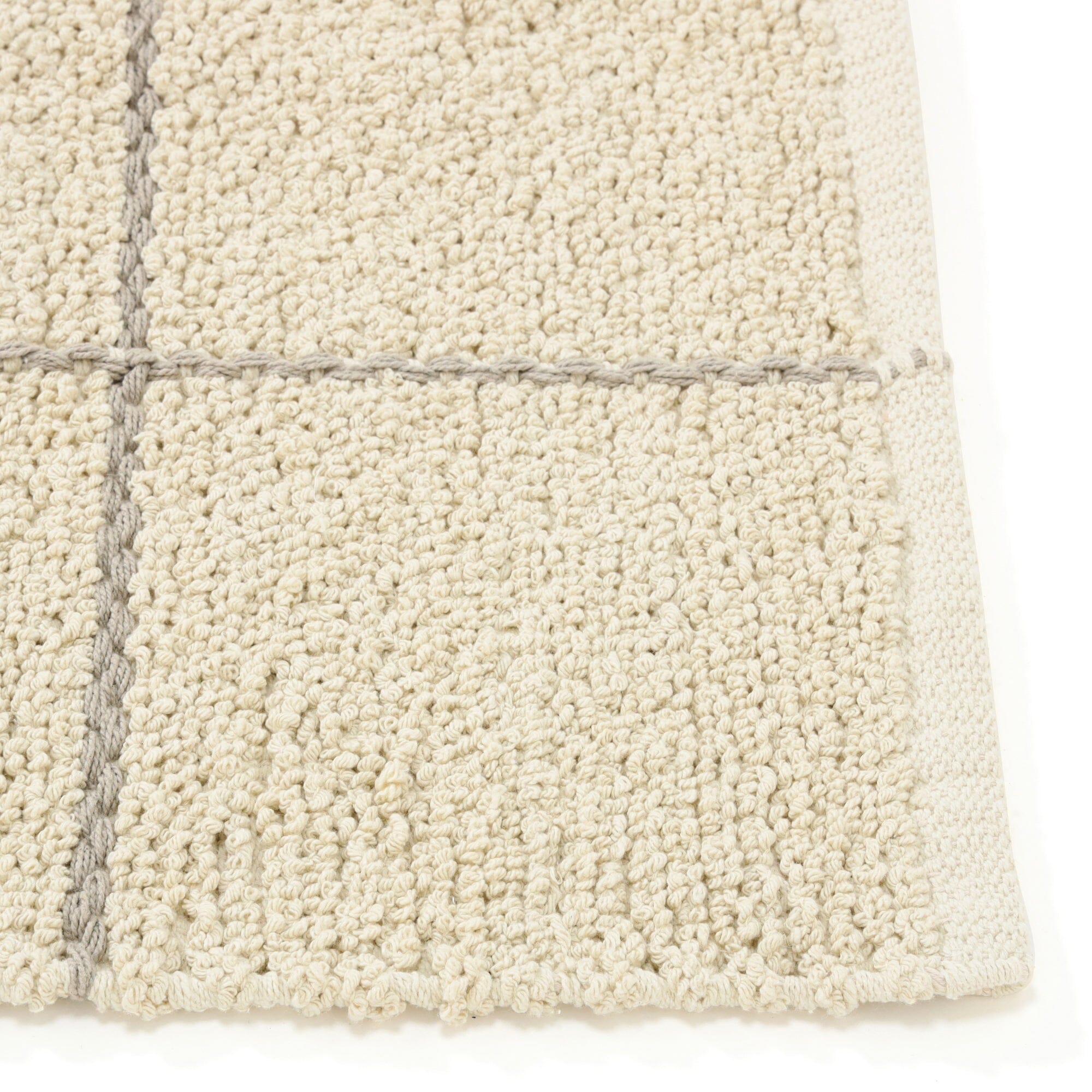 Boucle Windowpane Cotton Rug Medium 2000 X 1400 Mm Ivory X Gray