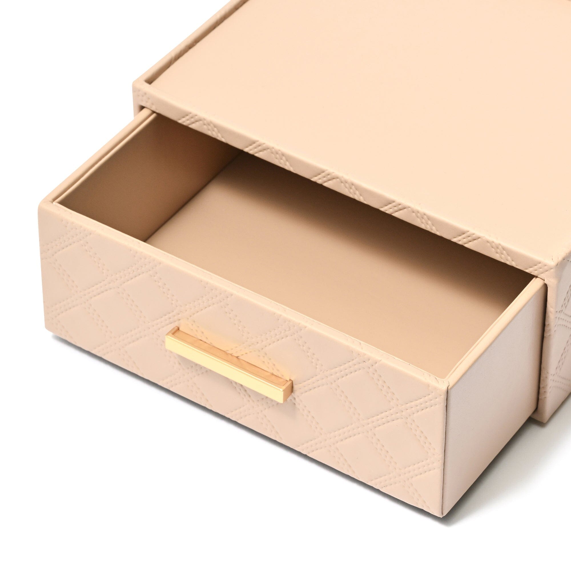 Check Stitch Stationery Box Medium Beige