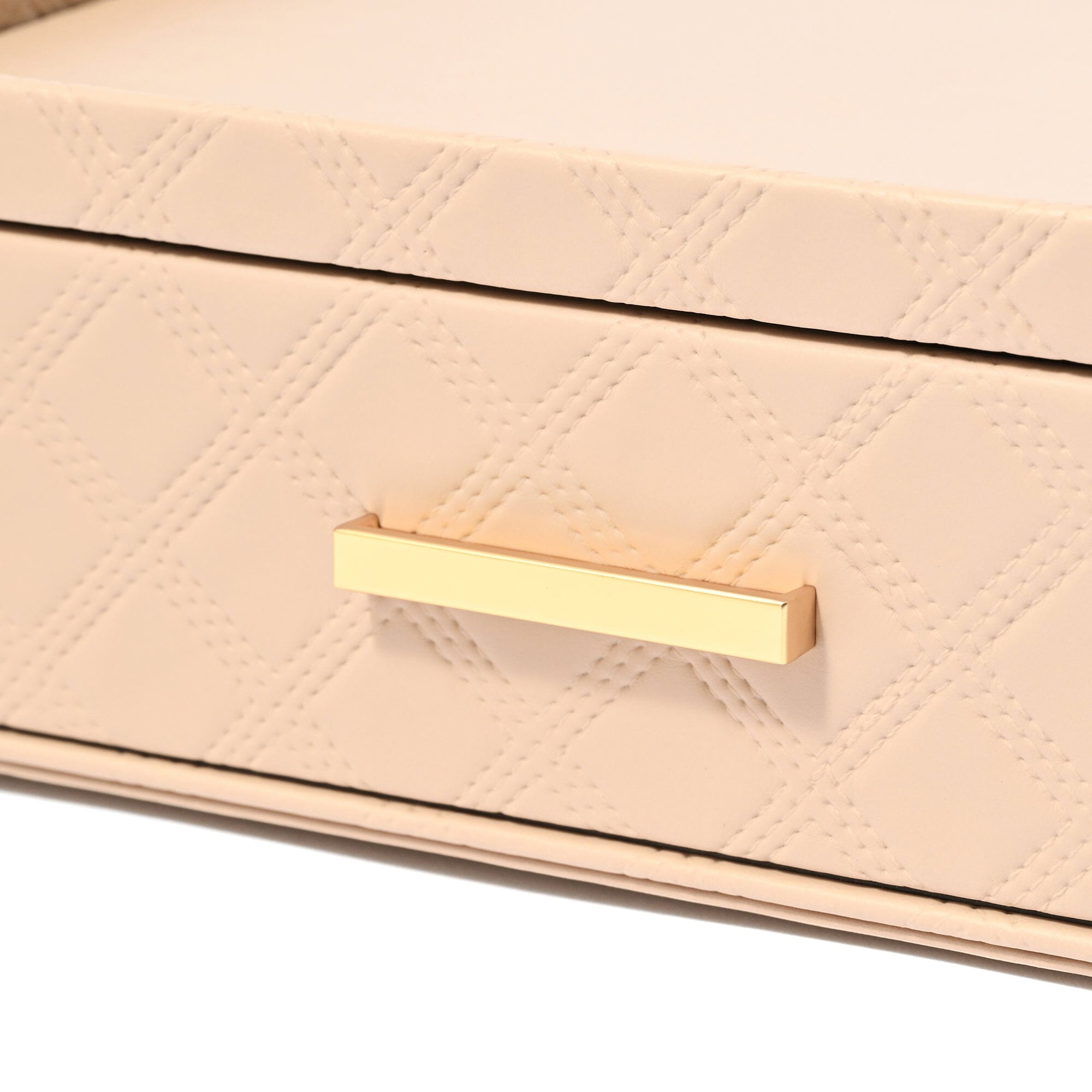Check Stitch Stationery Box Large Beige
