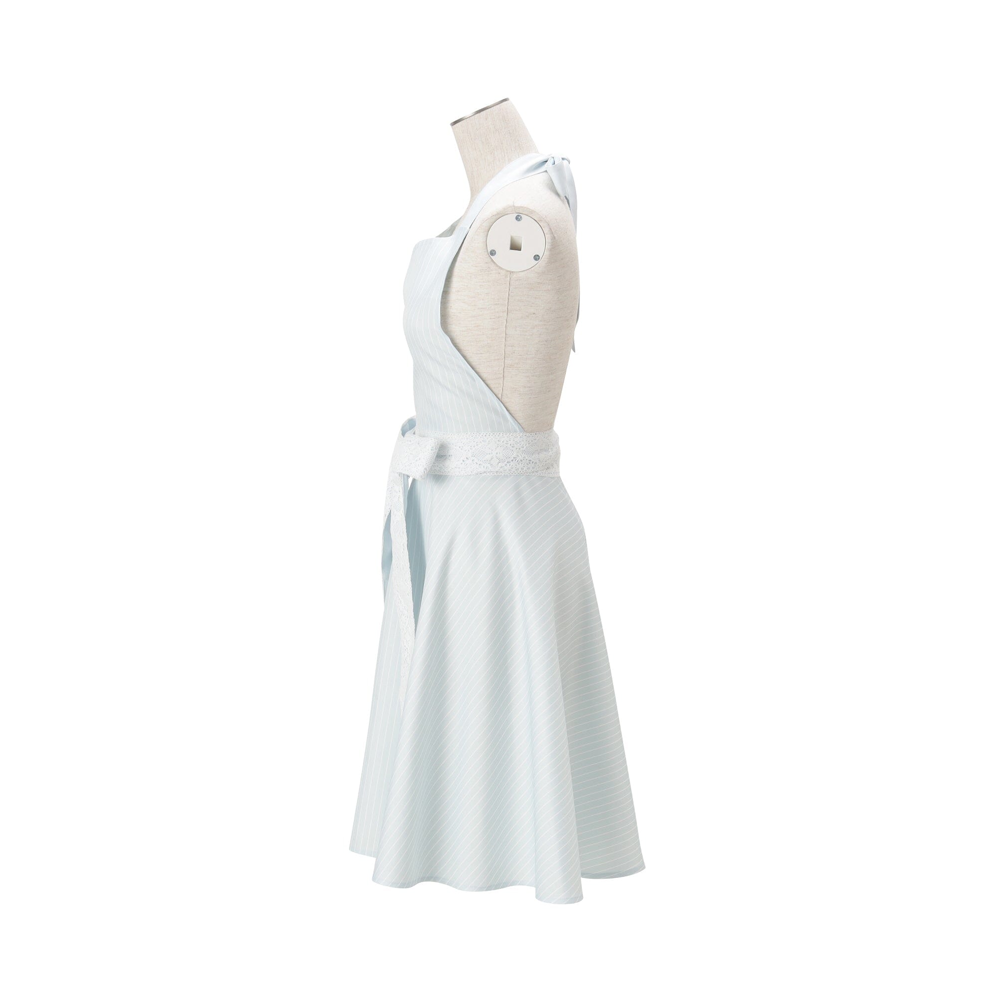 Lace Ribbon Full Apron Blue