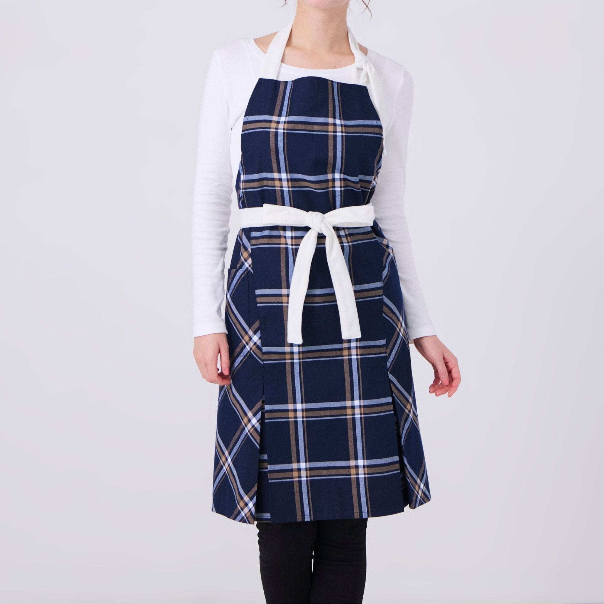 Plaid Full Apron Navy