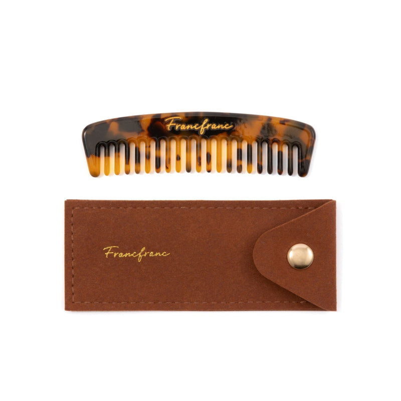 Compact Comb With Pouch S Brown