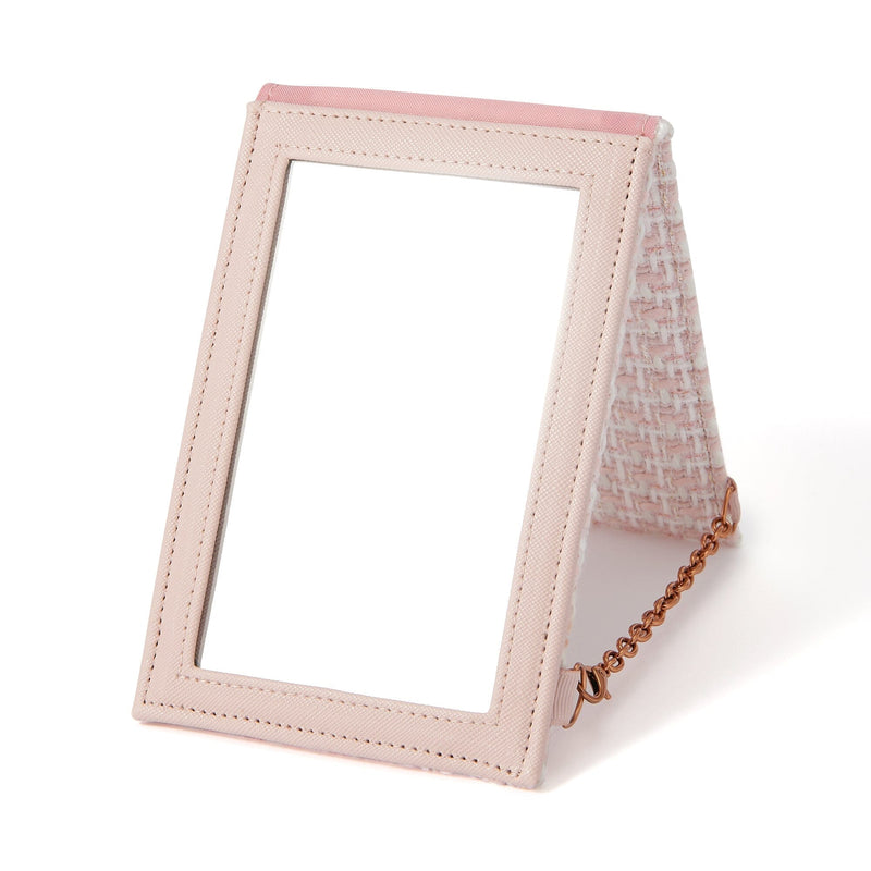 Tweed Foldable Mirror S Pink