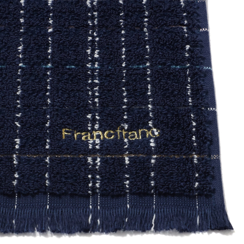 Antibacterial and deodorizing tweed pattern face towel, navy