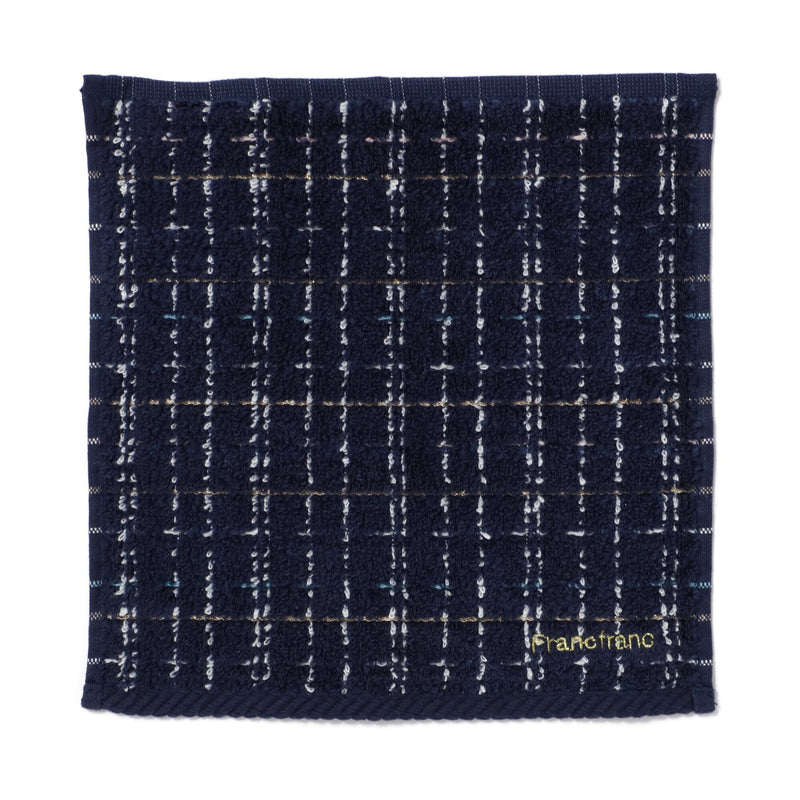 Antibacterial and deodorizing tweed pattern handkerchief towel, navy