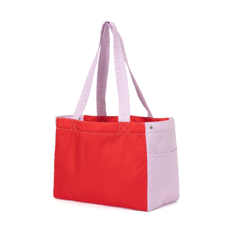 Bicolor Cooler Basket Bag  Red