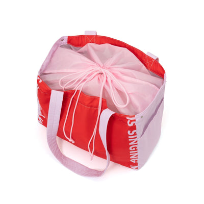 Bicolor Cooler Basket Bag  Red