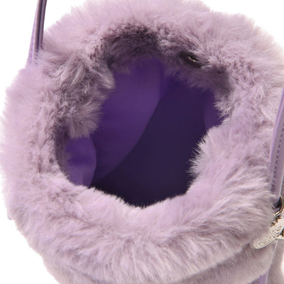 Fur Smartphone Shoulder Bag Purple