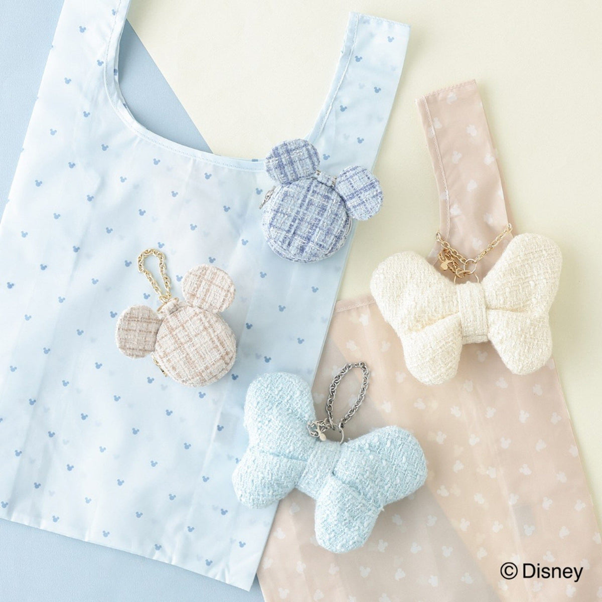 Disney Minnie Ribbon Bag Charm Eco Bag Light Blue