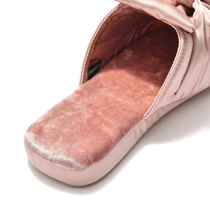 Crushed Velor X Satin Room Shoes Pink