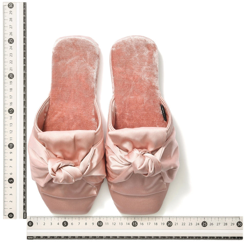 Crushed Velor X Satin Room Shoes Pink