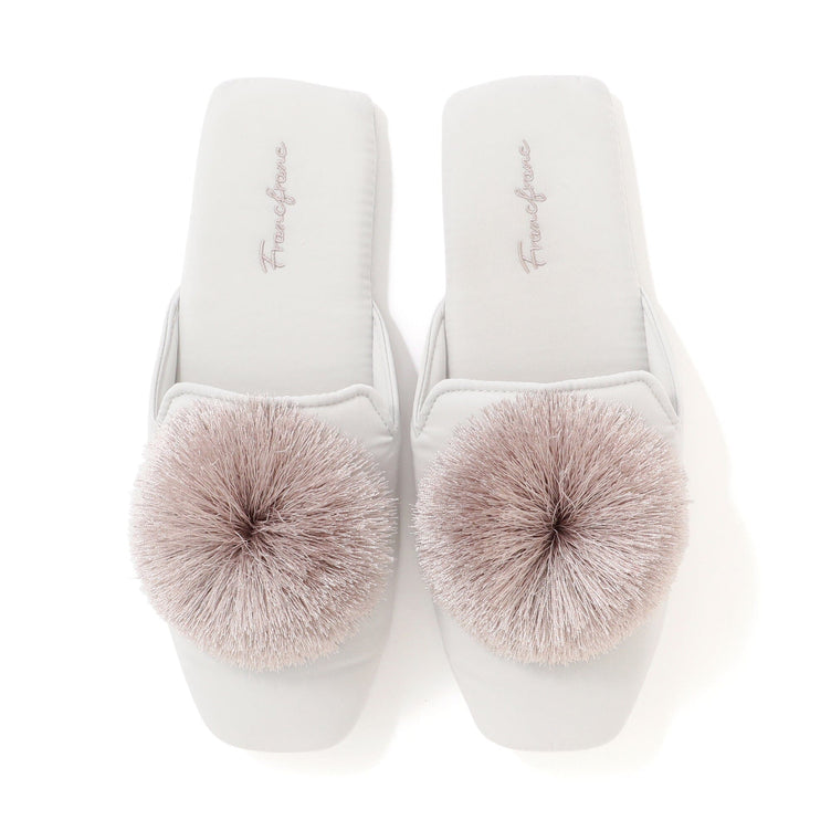Round Tassel Room Shoes Light Gray
